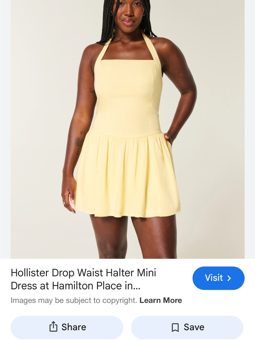 Hollister Yellow Halter Drop Waist Mini Dress (Romper)